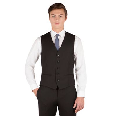 Red Herring Black plain weave 5 button slim fit suit waistcoat